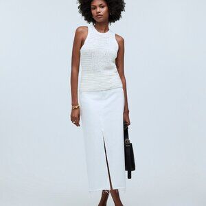 Madewell Womens Tank Top Crochet-Knit Crewneck Sweater Tank Layer Ivory Small